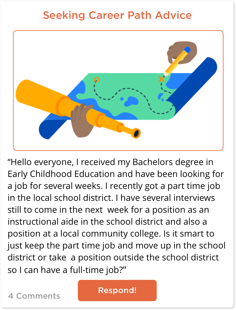 TeachersConnect post from Sharai on the next steps of her teaching career