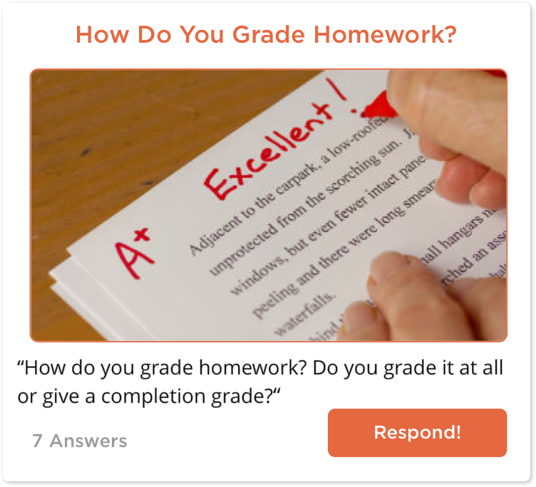 TeachersConnect post about homework grading