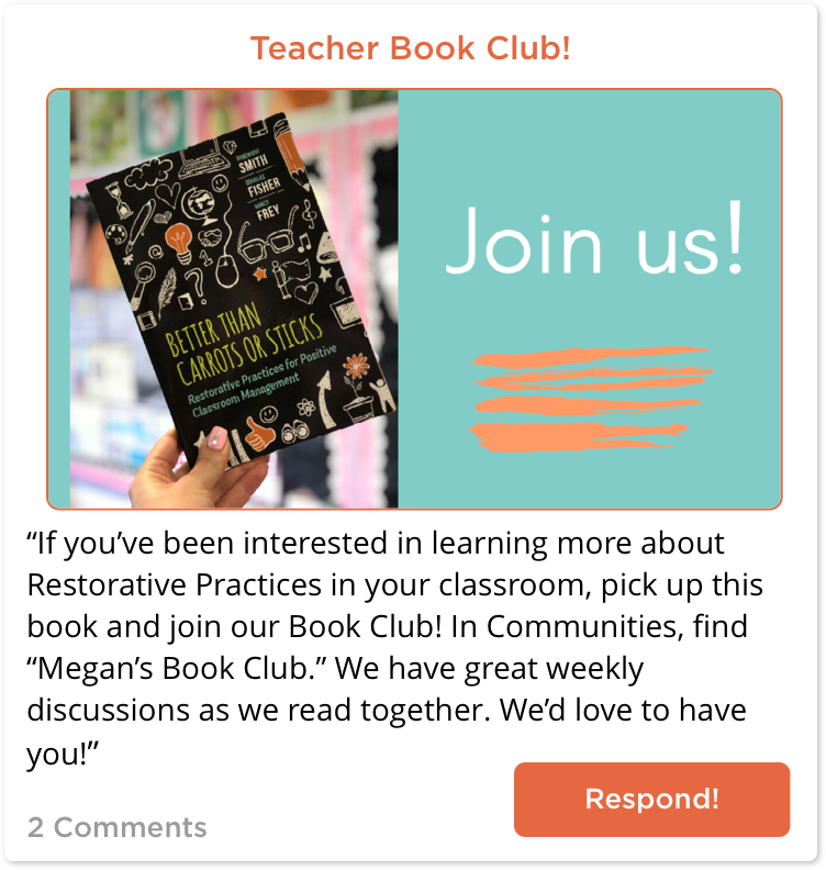 Invitation to join TeachersConnect book club