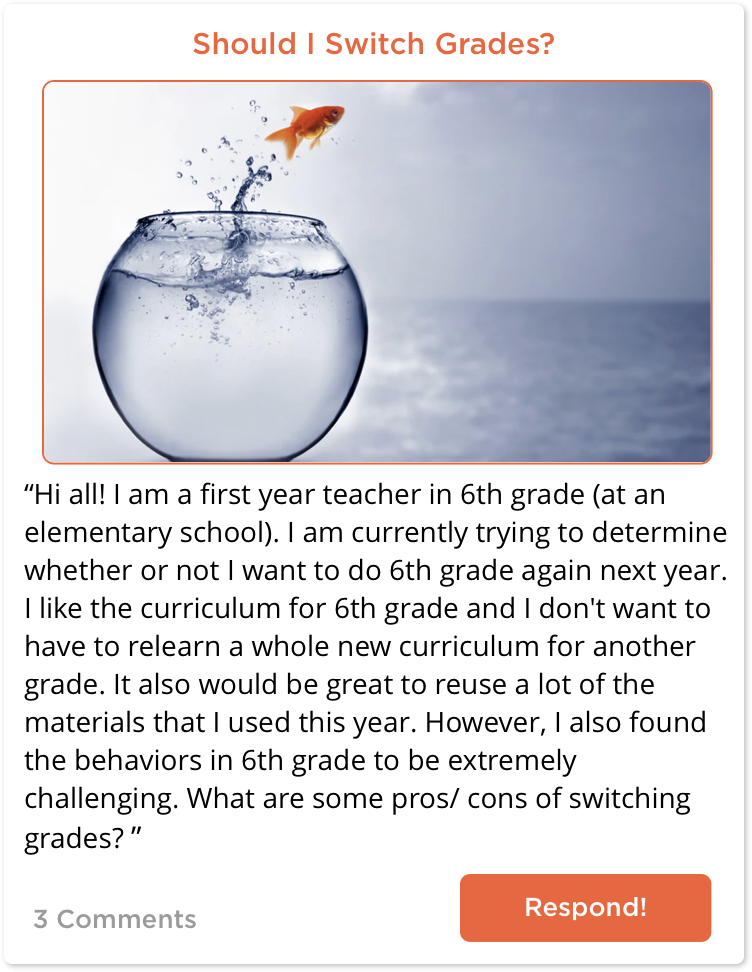 TeachersConnect post about switching grades