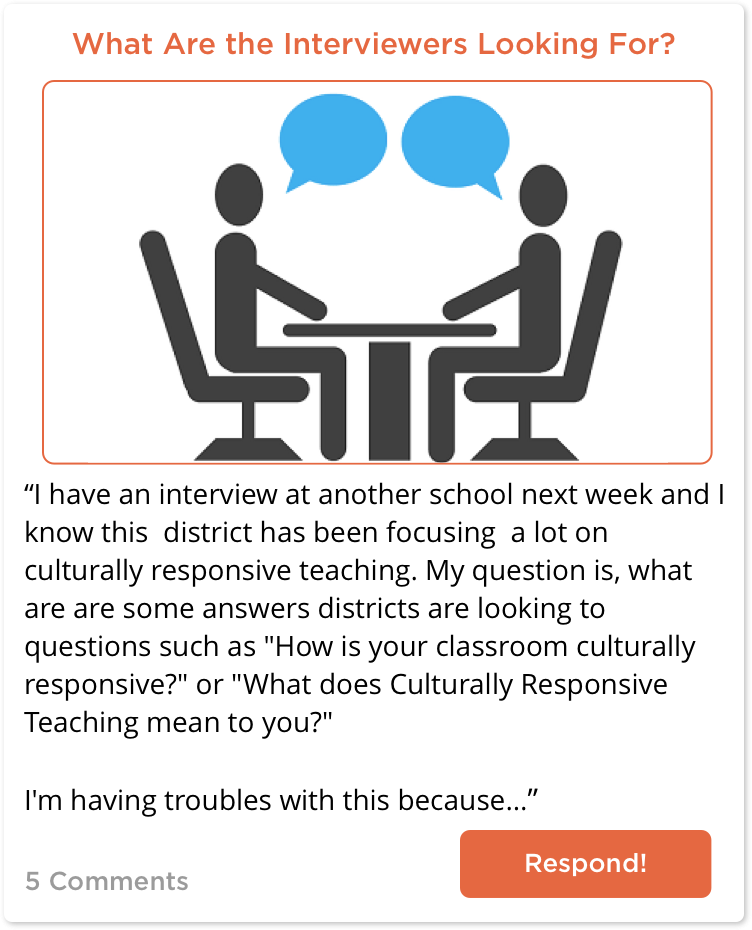 TeachersConnect post about interviewing