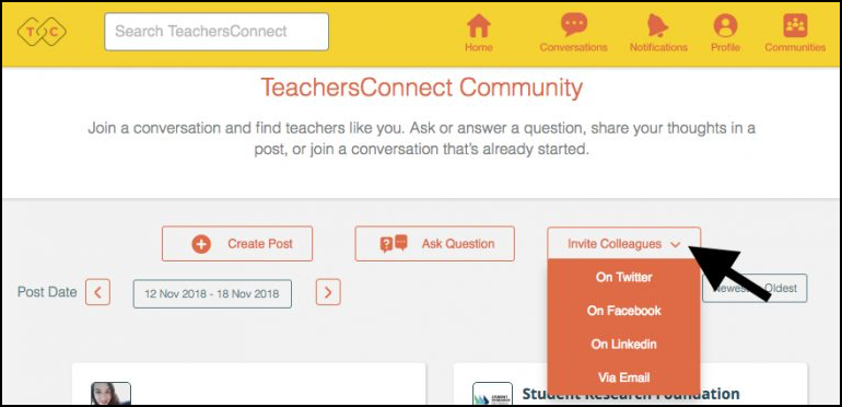 Image of TeachersConnect Invite Button